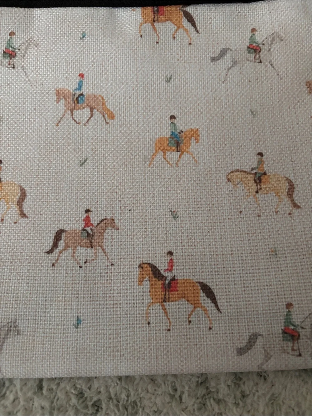 Western Horseback rider Equestrian Print Zip Cosmetic Travel Bag Pouch NWT